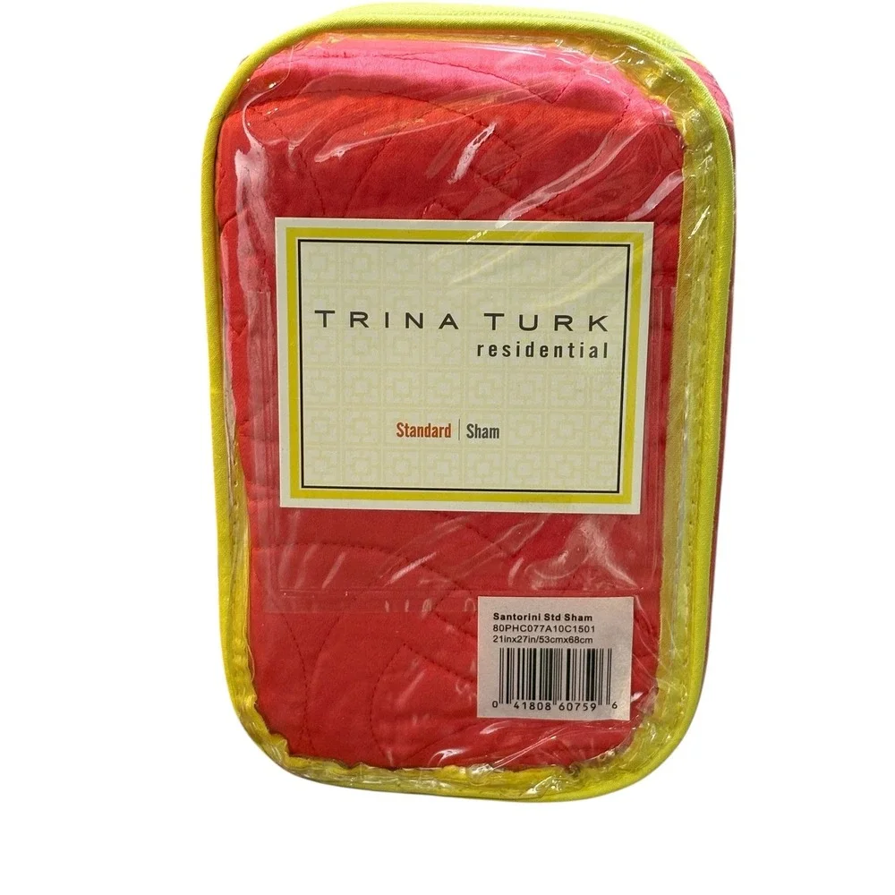 Trina Turk Santorini Standard Sham Unisex 21x27 Red‎ Quilted Cotton Sateen